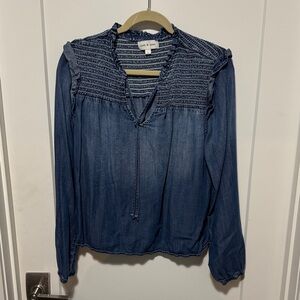 Cloth and Stone L Women's Blue Long Sleeve Top